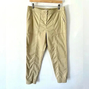 Garnet Hill Khaki Cotton Jogger Flat Front Pant Size 10
